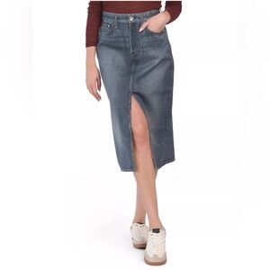 Rag & Bone Miramar Canvas Mel Blue Denim Midi Skirt NWT sz 28